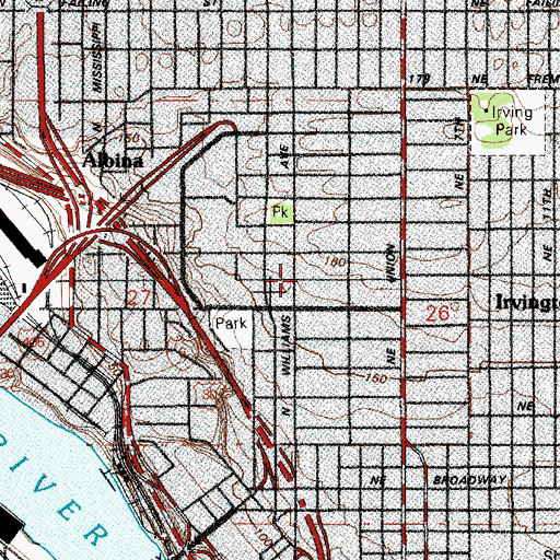 Topographic Map of Dishman Community Center, OR