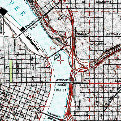 Topographic Map of Eastbank Esplanade, OR