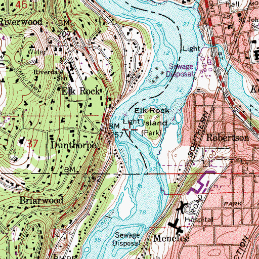 Topographic Map of Elk Rock Island Natural Area, OR