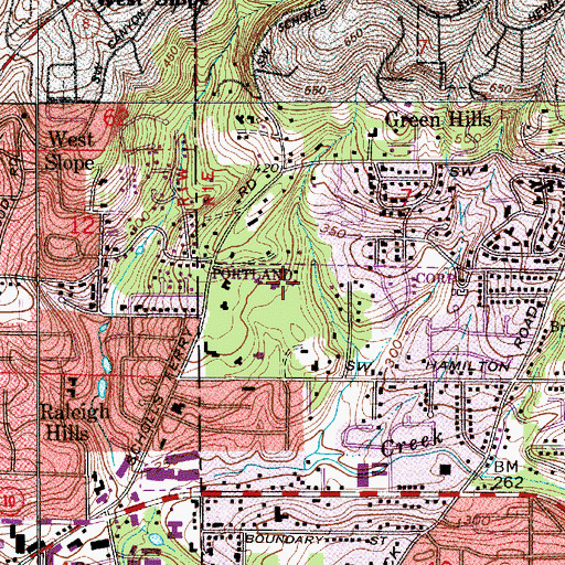 Topographic Map of Fanno Creek Natural Area, OR