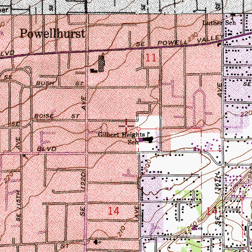 Topographic Map of Gilbert Heights City Park, OR