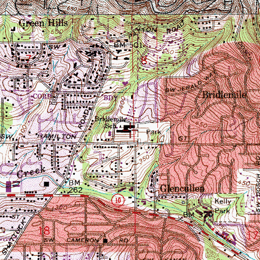 Topographic Map of Hamilton City Park, OR