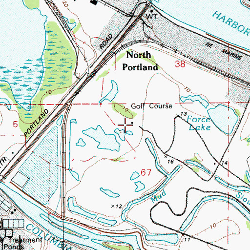 Topographic Map of Heron Lakes Golf Course, OR