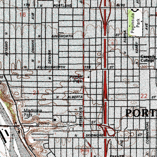 Topographic Map of Interstate Firehouse Cultural Center, OR