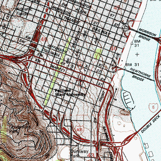 Topographic Map of Ira Keller Fountain, OR