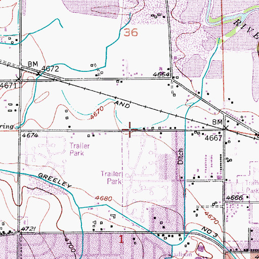 Topographic Map of KATR-AM (Greeley), CO