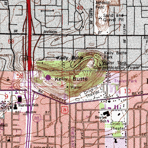 Topographic Map of Kelly Butte Natural Area, OR