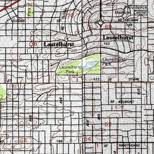 Topographic Map of Laurelhurst Studio, OR