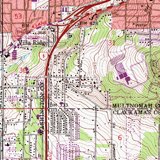 Topographic Map of Lesser City Park, OR