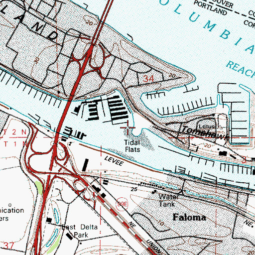Topographic Map of Lotus Isle City Park, OR