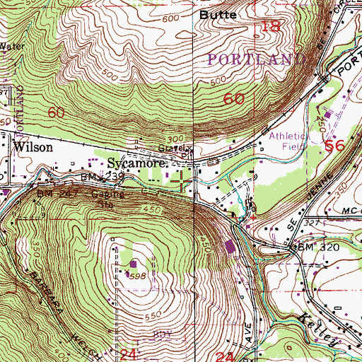 Topographic Map of Lower Powell Butte Floodplain, OR
