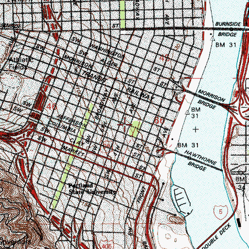 Topographic Map of Lownsdale Square, OR