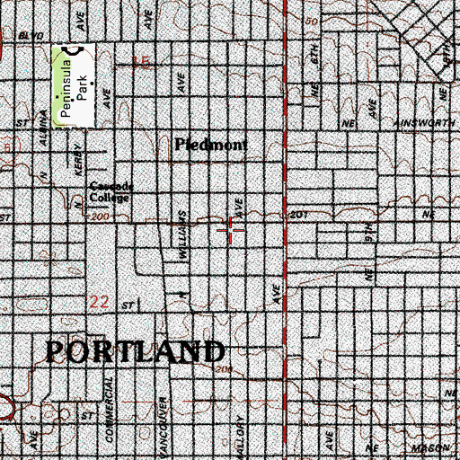 Topographic Map of Mallory Meadows Park, OR