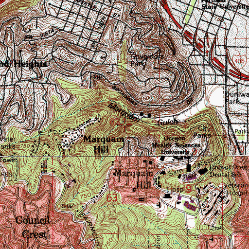 Topographic Map of Marquam Nature Park, OR