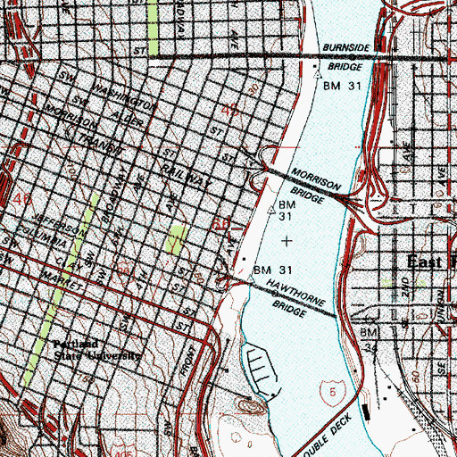 Topographic Map of Mill Ends City Park, OR