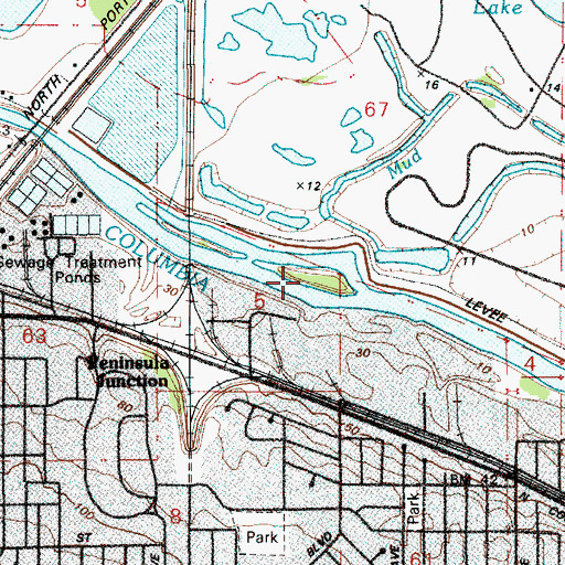 Topographic Map of Moore Island City Park, OR