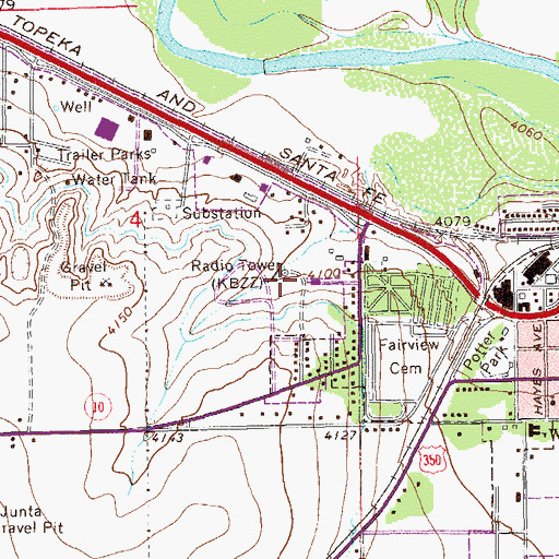 Topographic Map of KBZZ-AM (La Junta), CO