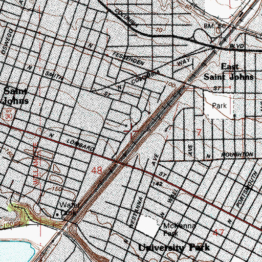 Topographic Map of Peninsula Crossing Trail, OR