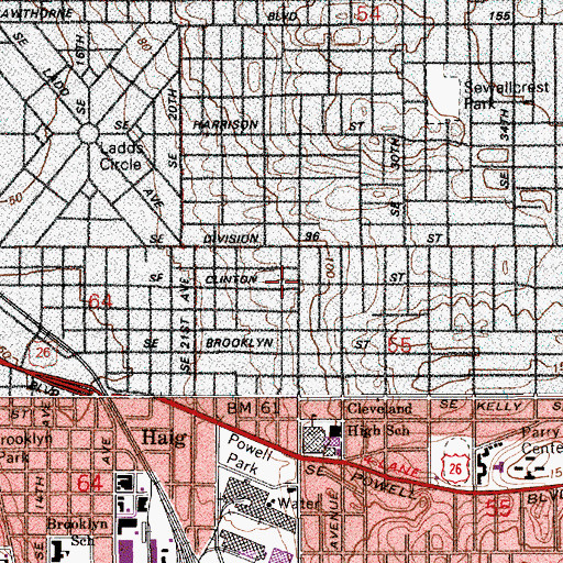 Topographic Map of Piccolo City Park, OR