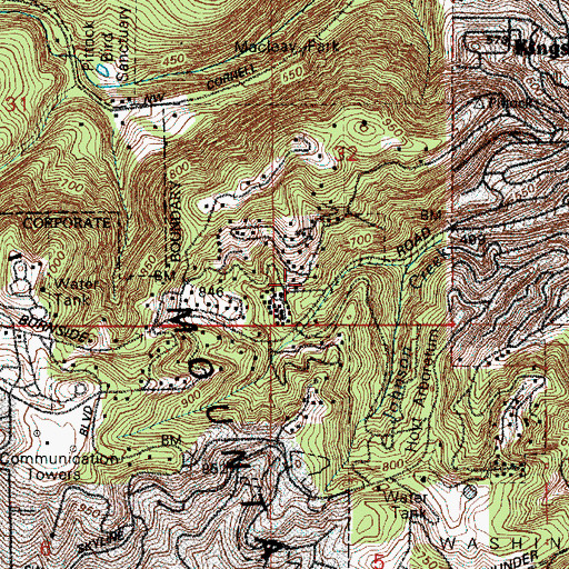 Topographic Map of Pittock Mansion and Acres, OR