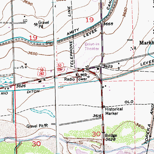 Topographic Map of KLMR-AM (Lamar), CO