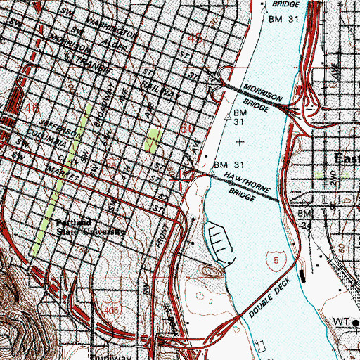 Topographic Map of Portland Police Memorial, OR