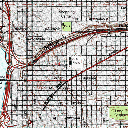 Topographic Map of Portland Tennis Center, OR