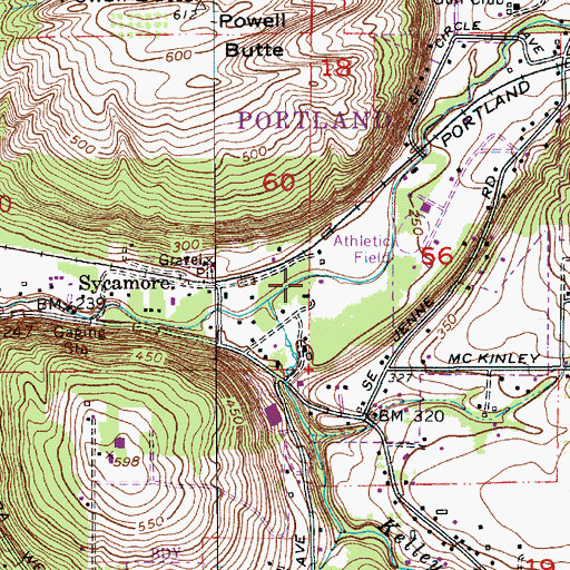 Topographic Map of Powell Butte Nature Park, OR