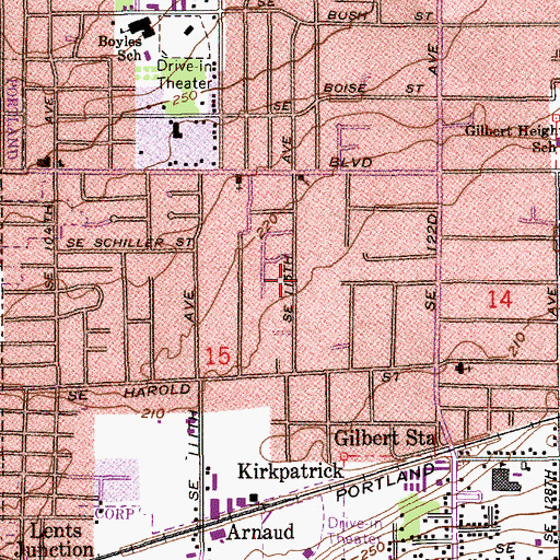 Topographic Map of Raymond City Park, OR