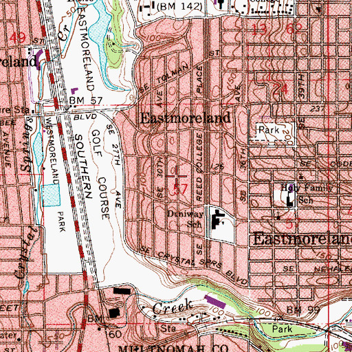 Topographic Map of Reed College Parkway, OR