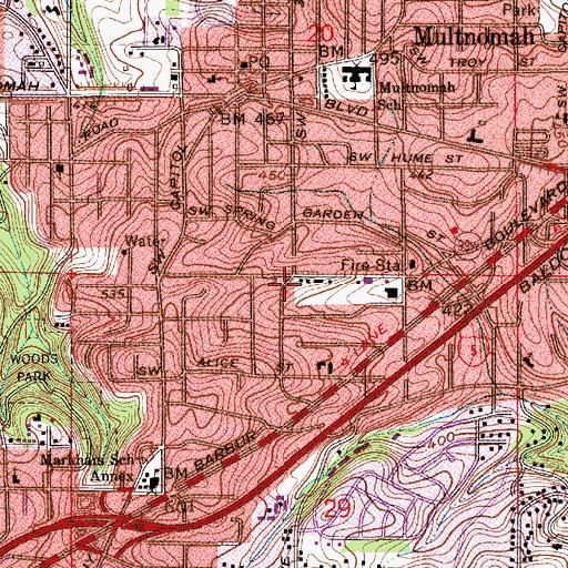 Topographic Map of Spring Garden City Park, OR