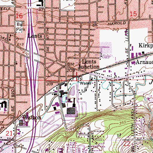 Topographic Map of Springwater Corridor Trail, OR