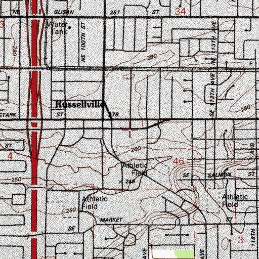 Topographic Map of Stark Street Island, OR