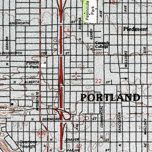 Topographic Map of Sumner-Albina Park, OR