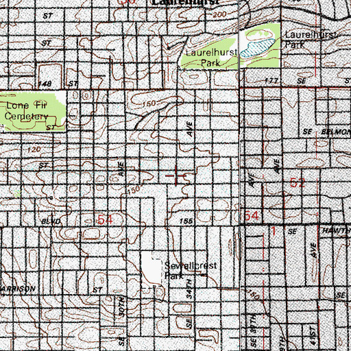 Topographic Map of Sunnyside School Park, OR