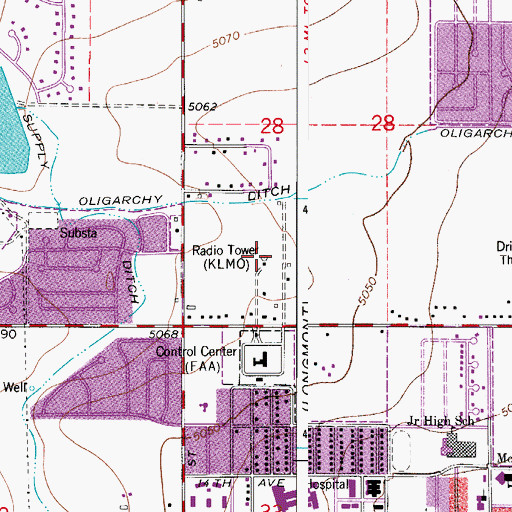 Topographic Map of KLMO-AM (Longmont), CO
