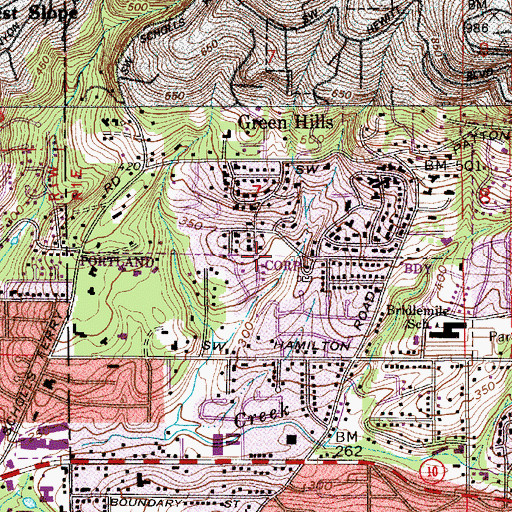Topographic Map of Thomas City Park, OR