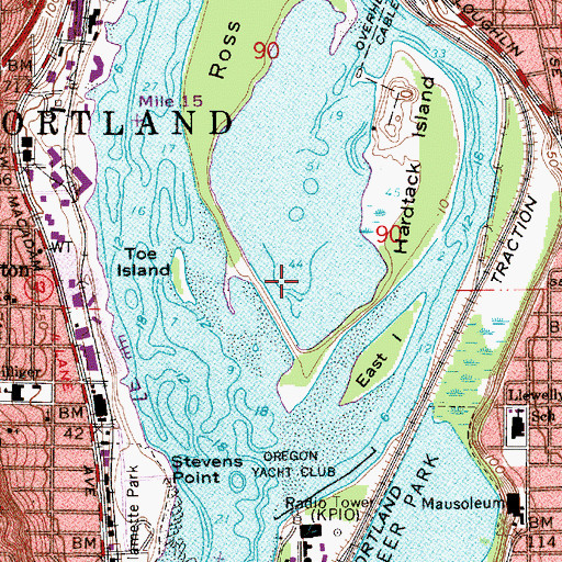 Topographic Map of Toe Island City Park, OR