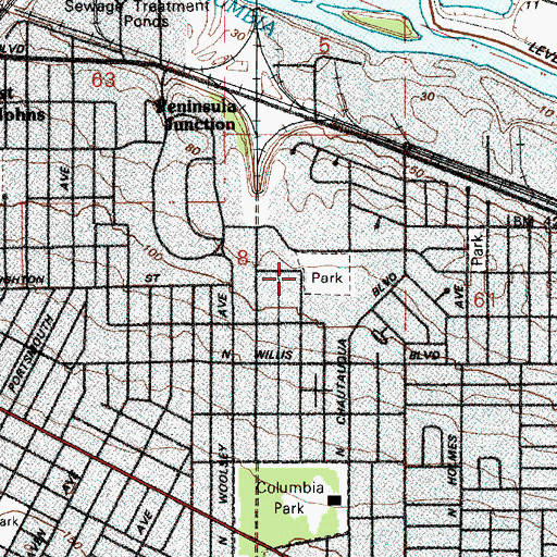 Topographic Map of University city Park, OR