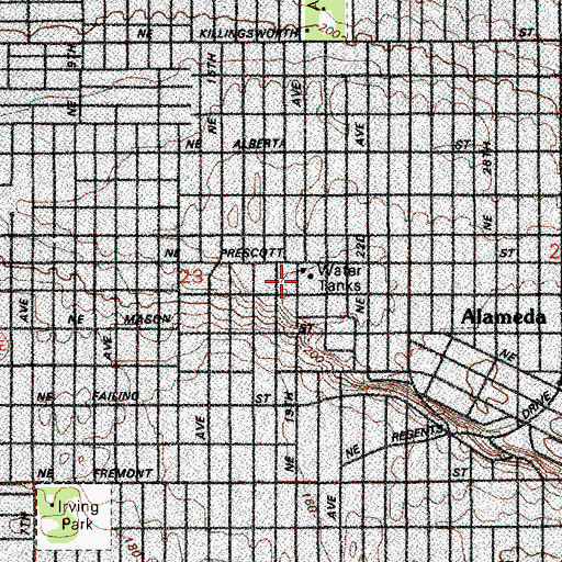 Topographic Map of Vernon Tank Playground, OR