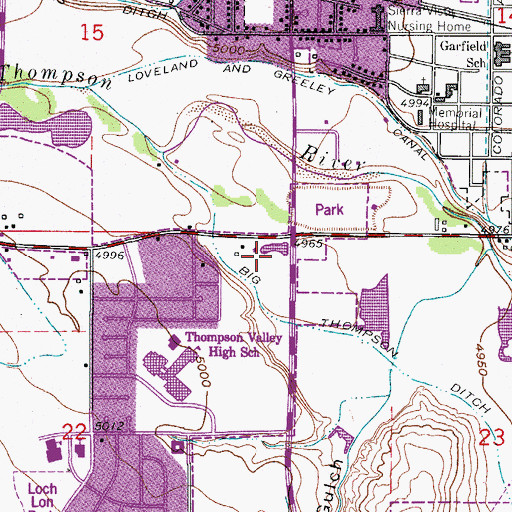 Topographic Map of KLOV-AM (Loveland), CO