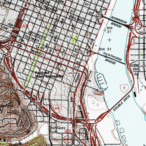 Topographic Map of Waterfront City Park, OR