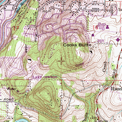 Topographic Map of Cooks Butte City Park, OR