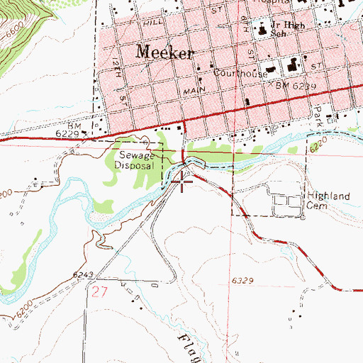 Topographic Map of KMKR-AM (Meeker), CO