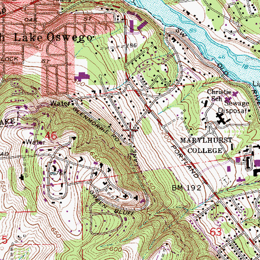 Topographic Map of Glenmorrie City Park, OR