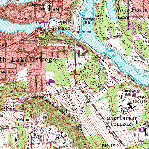 Topographic Map of Glenmorrie Greenway, OR