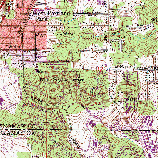 Topographic Map of Kerr Natural Area, OR