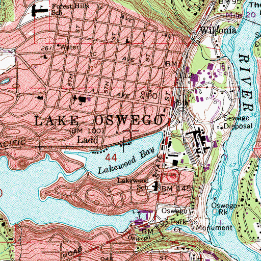 Topographic Map of Millenium Plaza City Park, OR