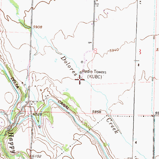 Topographic Map of KUBC-AM (Montrose), CO