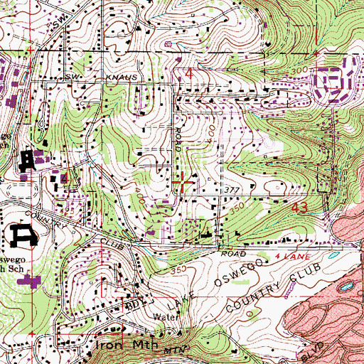 Topographic Map of Woodmont City Park, OR